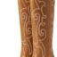 Rollda Cowboy Boots for Women Knee High Cowgirl Boots Pointy Toe Western Boots with Side Zipper Stacked Heel