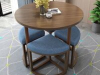 Round Dining Table and Chairs Set, Office Reception Room Club Table and Chair Set, Dining Round Table Padded Seat, Space-Saving Modern Style Furniture, for Home Office Living Room Restaurant