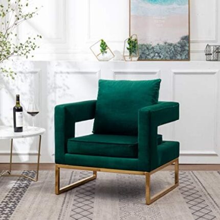 Roundhill Furniture Lenola Upholstered Accent Arm Chair, Green 27.5D x 29.75W x 34.5H in