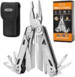 RoverTac 16-in-1 Multi Tool Pocket Knife Multitool Knife Heavy Duty Pliers Scissors Knife Wire Cutter/Stripper Saw Bottle/Can Opener Screwdrivers Multitool for Camping Hiking DIY Perfect for Men Dad