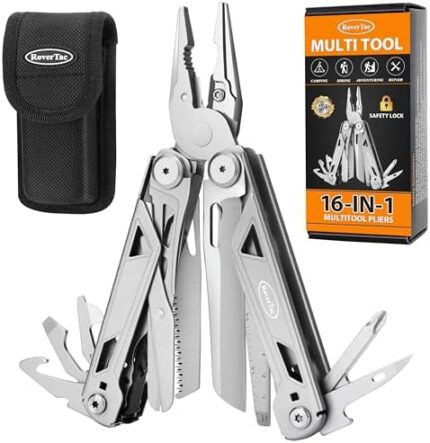 RoverTac 16-in-1 Multi Tool Pocket Knife Multitool Knife Heavy Duty Pliers Scissors Knife Wire Cutter/Stripper Saw Bottle/Can Opener Screwdrivers Multitool for Camping Hiking DIY Perfect for Men Dad