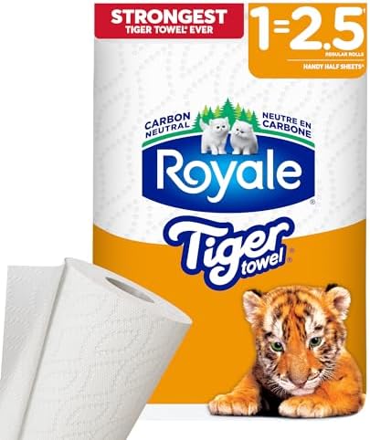 Royale Tiger Strong Paper Towel, 1 Equal 2.5 Rolls, 123 Sheets per Roll