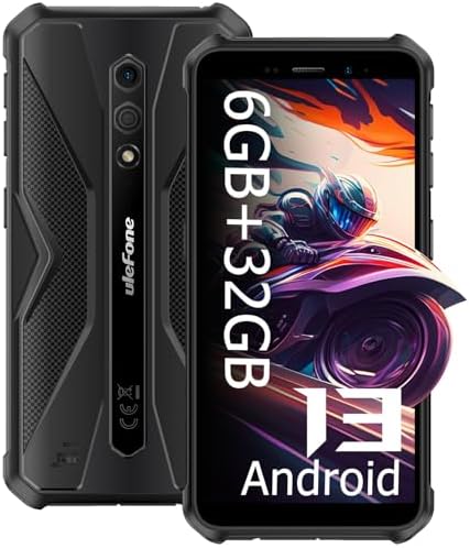 Rugged Phone Canada, Ulefone Armor X12 Rugged Smartphone, Android 13 Go, 6GB+32GB up to 256GB Extension, 5.45 inch HD+ Screen, 13MP Rear Camera, 4860mAh, 3-Card Slot, NFC, OTG, Black