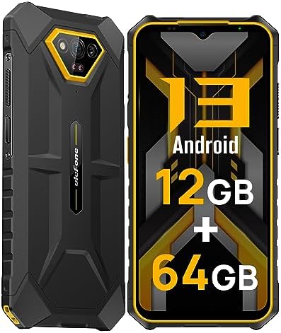 Rugged Smartphones Canada, Ulefone Armor X13 Unlocked Cell Phone, 50MP+24MP+8MP Cameras, 12+64GB Storage, 6.52” Screen, 6320mAh, Android 13, NFC,GPS,Dual 4G Volte Rugged Phones(Orange)