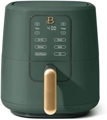 SAFEBET Beautiful 3 Qt Air Fryer - TurboCrisp Technology, White Icing - 4 Presets, Space-Saving Design, 75% Less Fat, Adjustable Temp, Dishwasher Safe. (Green)