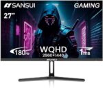 SANSUI 27 Inch WQHD 2560 x 1440P Gaming Monitor 180Hz/144Hz 1ms Fast IPS 2K Computer Monitor, HDMI 2.0 x2 | DP 1.2 x2 | VESA Mount, 120% sRGB HDR Eye Care Metal Stand(ES-G27F2Q DP Cable Included)