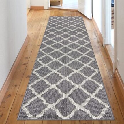 SHACOS Hallway Runner Rug 2'x8' Washable Kitchen Runner Rug Non Slip Water Absorbent Entryway Rug Runner Long Door Mat Indoor Runner Rug Floor Mat for Home Kitchen Laundry, Light Gray