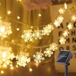 SNOMYRS Solar String Lights Outdoor 50Led 22.9 Ft Solar Snowflake Decorations Lights, Waterproof Fairy Lights with 8 Lighting Modes for Garden Yard Home Porch Party Decor (Warm White)