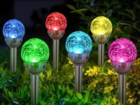 SOLPEX Solar Garden Lights Outdoor, 3 Pack Solar Christmas Decoration Multi-Color Changing&White 2 Modes Solar Powered Glass Ball Garden Lights, Solar Lights Waterproof for Patio Decoration