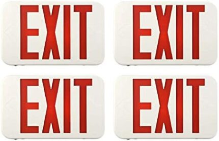 SPECTSUN 4 Pack Red& Green LED Sign Emergency Light, Exit Sign Light with Battery Backup, Exit Light with Emergency Light/Photoluminescent Exit Sign/Emergency Exit Light.