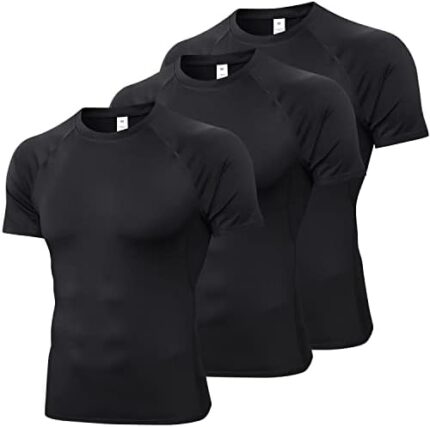 SPVISE 1 or 3 Pack Men's Compression Shirts Short Sleeve Workout Running T-Shirt Tops Cool Dry Base Layer Athletic Undershirt