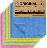 SUPERSCANDI Swedish Dish Clothes 10 Pack of Assorted Colors Reusable Compostable Kitchen Cloth Made in Sweden Cellulose Sponge Dish Cloths for Washing Dishes