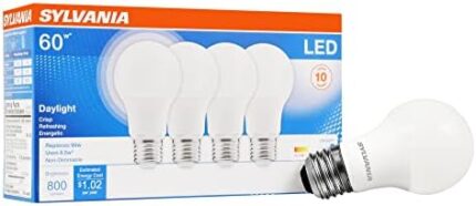 SYLVANIA General Lighting 79284 Sylvania Non-Dimmable Semi-Directional Led Lamp,8.5 W,120 V,A19,11000 Hr,Bright White,4 Count