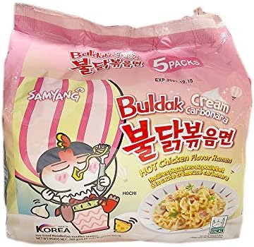 Samyang Buldak Cream Carbonara Hot Chicken Flavor Ramen Pack of 5 700g (140g x5)