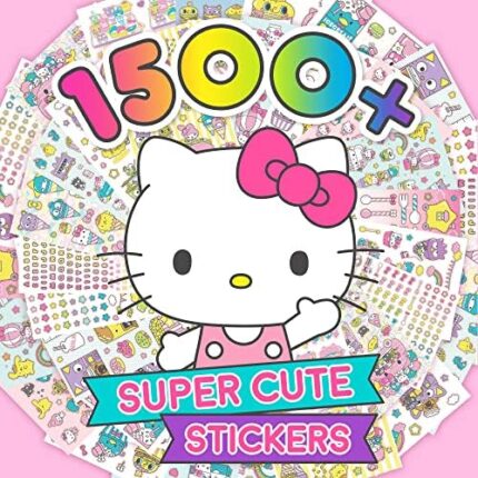 Sanrio Hello Kitty and Friends 1500 Super Cute Kawaii Stickers, Hello Kitty Chococat My Melody Keroppi Badtz-Maru Pompompurin, Cute School Supplies, Sanrio Stuff, Gifts for Kids Teens Adults