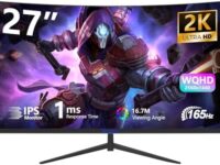 Sealan 27inch 2k Curved Gaming Monitor QHD 165HZ 1800R 99% sRGB Professional Color Gamut Computer Monitor1msGTG with FreeSync 3 Sides Frameless Low Blue Light Support Wall Mount Install（100 * 100mm）