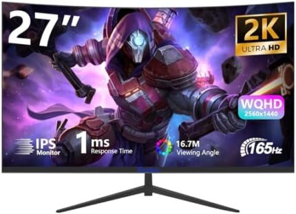 Sealan 27inch 2k Curved Gaming Monitor QHD 165HZ 1800R 99% sRGB Professional Color Gamut Computer Monitor1msGTG with FreeSync 3 Sides Frameless Low Blue Light Support Wall Mount Install（100 * 100mm）