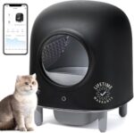 Self Cleaning Cat Litter Box - Automatic Cat Litter Box, Ultra Quiet Cat Toilet, Large Space for Multiple Cats, Smart Sensor Pet Litter Box, with APP Control, Black