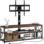 Seventable TV Stand with Mount and Power Outlet 51", Swivel TV Stand Mount for 32/45/55/60/65/70 inch TVs, Height Adjustable TV Entertainment Center with Cable Management, Rustic Brown