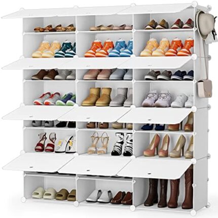 Shoe Storage Cabinet, 48 Pairs Shoe Rack 3 By 8 Tier Shoe Organizer Space Saving Shoe Storage for Closet Hallway Living Room Bedroom Garage (White)