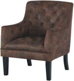 Signature Design by Ashley Drakelle Faux Leather Distressed Tufted Accent Chair, Brown