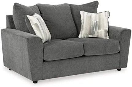 Signature Design by Ashley Stairatt Casual Loveseat with Flared Arms, Gray