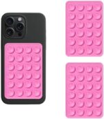 Silicone Suction Phone Case Adhesive Mount 2.16″x 3.14″,3Pcs (pink)