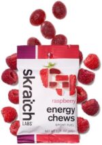 Skratch Labs Energy Chews | Energy Gummies for Running, Cycling, and Sports Performance | Energy Gel Alternative | Raspberry (10 Pack) | Gluten Free, Vegan