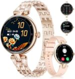 Smart Watch for Women(Answer/Make Calls)，1.106in Elegant Compact AMOLED Diamond Screen, 200+ UI，111+ Sports Modes，5ATM Waterproof Fitness Tracker，Heart Rate Sleep Monitor Smartwatch for Android iOS