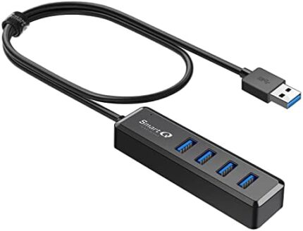 SmartQ H302S USB 3.0 Hub for laptop with 2ft Long Cable, Multi USB Port Expander, Fast Data Transfer USB Splitter For laptop, Compatible with Windows PC, Mac, Printer, Mobile HDD