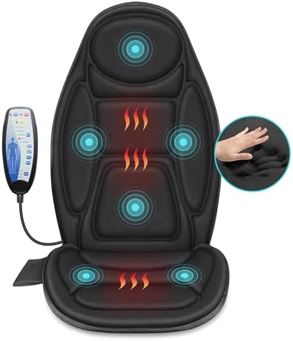 Snailax Memory Foam Massage Seat Cushion - Back Massager with Heat,6 Vibration Massage Nodes & 2 Heat Levels, Massage Chair Pad for Home Office Chair,Gifts for Men