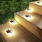 Solar Garden Lights 4 Pack Outdoor Decorative Paw Print Waterproof Solar Powered Steps Lamps Yard Landscape for Lawn Patio Pathway Backyards