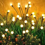 Solar Garden Lights 8 LED Fairy Lights Outdoor Solar, Garden Patio Decor, Solar Lights Outdoor Waterproof IPX5 Garden Firefly, Wind Dancing Solar Lights Outdoor Pathway Christmas 4Count Warm Lights