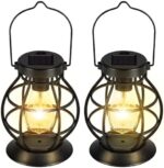 Solar Lanterns Outdoor Hanging Lantern Lights, Metal Decor Lantern, Waterproof LED Decorative Garden Light - Garden Decoration for Patio, Yard, Pathway, Landscape