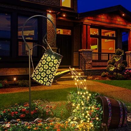 Solar Lights Outdoor Waterproof, Solar Watering Can Lights Garden Decor, Retro Metal Hanging Solar Lantern with String Lights, Solar Garden Lights for Pathway Yard Patio Porch Lawn Driveway Backyard