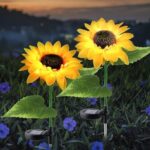 Solar Lights Outdoor,Solar Flower Lights, Never Withering Solar Sunflower Lights,Solar Garden Lights, Waterproof, Realistic, Suitable for Garden, Yard, Lawn, Backyard Flower Landscape Lights (2 Pack)