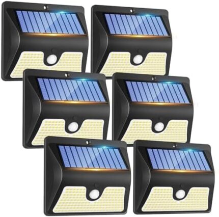 Solar Motion Sensor Lights Outdoor - IP65 Waterproof 150 LED Solar Powered Security Light, 3 Lighting Modes Wireless Lampe Solaire Exterieur for Backyard Fence Garden Patio Garage