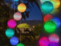 Solar Wind Chimes, LED Globle Ball Color Changing Outdoor Indoor Waterproof Mobile Decorative Outdoor Hanging Solar Lights for Home Patio Yard Garden Decor Great Gifts