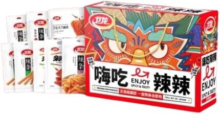 Spicy Strips Snack Gift Pack, Spicy Gluten, Spicy & Crispy and Chewy Latiao, Chinese Special Casual Snack Food, Low Sugar & Low Calories Vegan （Individually Packaged 97 Small Packages） 50Oz