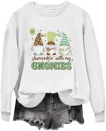 St Patricks Day Sweatshirt for Women Shamrock Printed Graphic Tees Funny Gift Casual Long Sleeve Sweatshirt Womens Tops