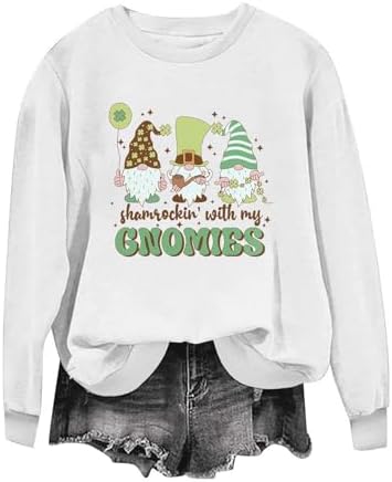 St Patricks Day Sweatshirt for Women Shamrock Printed Graphic Tees Funny Gift Casual Long Sleeve Sweatshirt Womens Tops