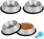 Stainless Steel Cat Bowl, 4 Pack Metal Dog Bowls for Food and Water, Non-Slip Pet Feeding Dish Bowl with Rubber Base for Indoor Cats Small Dogs