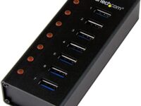 StarTech.com 7 Port USB 3.0 Hub - Metal Enclosure - Desktop or Wall Mountable - USB 3 Hub - USB Extender - Powered USB 3.0 Hub - USB Splitter (ST7300U3M)