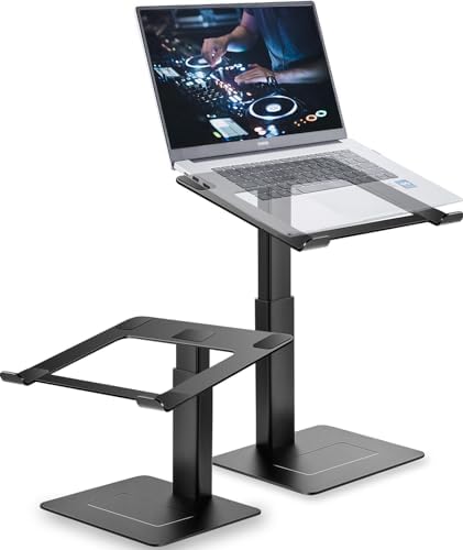 Supamir Adjustable Laptop Stand for Desk, DJ Laotop Riser, Ergonomic Small Sit to Stand Desk Converter, Support Working on Computer Standing, Compatible with MacBook and All 13"-16.5" Laptops, Black