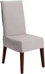 SureFit Cotton Duck Canvas Short Dining Room Chair Covers, Dining Chair Cover with 6 Inch Skirt, Removable and Machine Washable, Gray