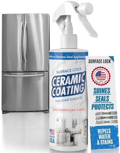 Surface Lock Home Ceramic Coating for Stainless Steel - Prevents Fingerprints on Appliances, Countertops and Any Hard Surface In Your Life - Made in the USA Spray - 8 fl oz - Proof It Works to Seal