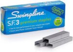 Swingline Staples, S.F. 3, Premium, 1/4" Length, Half Strips, 105/Strip, 3750/Box, 1 Box (35442)