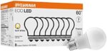 Sylvania ECO LED Light Bulb, A19 60W Equivalent, Efficient 9W, 7 Year, 750 Lumens, 2700K, Non-Dimmable, Frosted, Soft White - 8 Pack (40821)