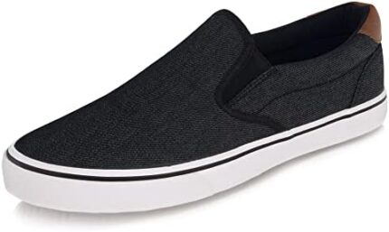 TOBER Men's Black Classic Low Top Shoes Canvas Fashion Sneaker with Soft Insole Causal Dress Shoes for Men Comfortable Walking Shoes