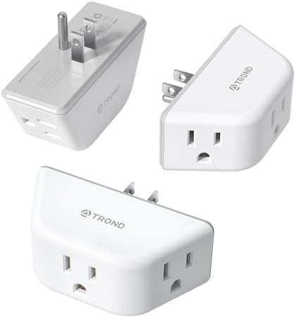 TROND 3 Pack Outlet Extender Multi Plug, Wall Outlet Splitter with 3-Prong Grounded Plug, Cruise Ship Travel Essentials, 3 Way Electrical Expanders, Flat Multiple Adapter for Home Office Dorm Supplies